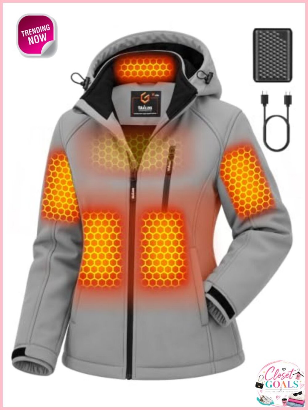 Graphene Heated Softshell Jacket Waterproof Windproof Hooded Women's